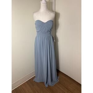 NWT Birdy Grey Dusty Blue "Grace" Strapless Floor Length Gown Sz S